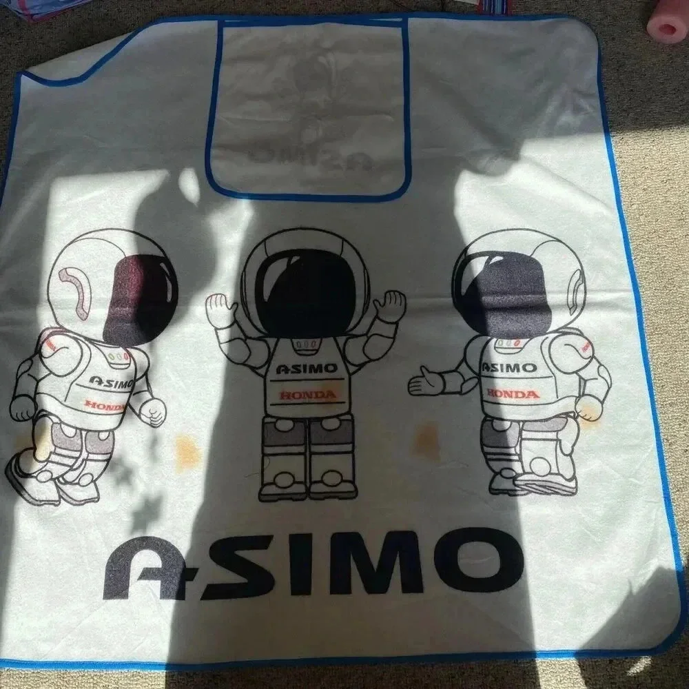 VTG Asimo Honda Flannel Baby Blanket Towel/ Bedding Japan Brand 34x34 White Blue